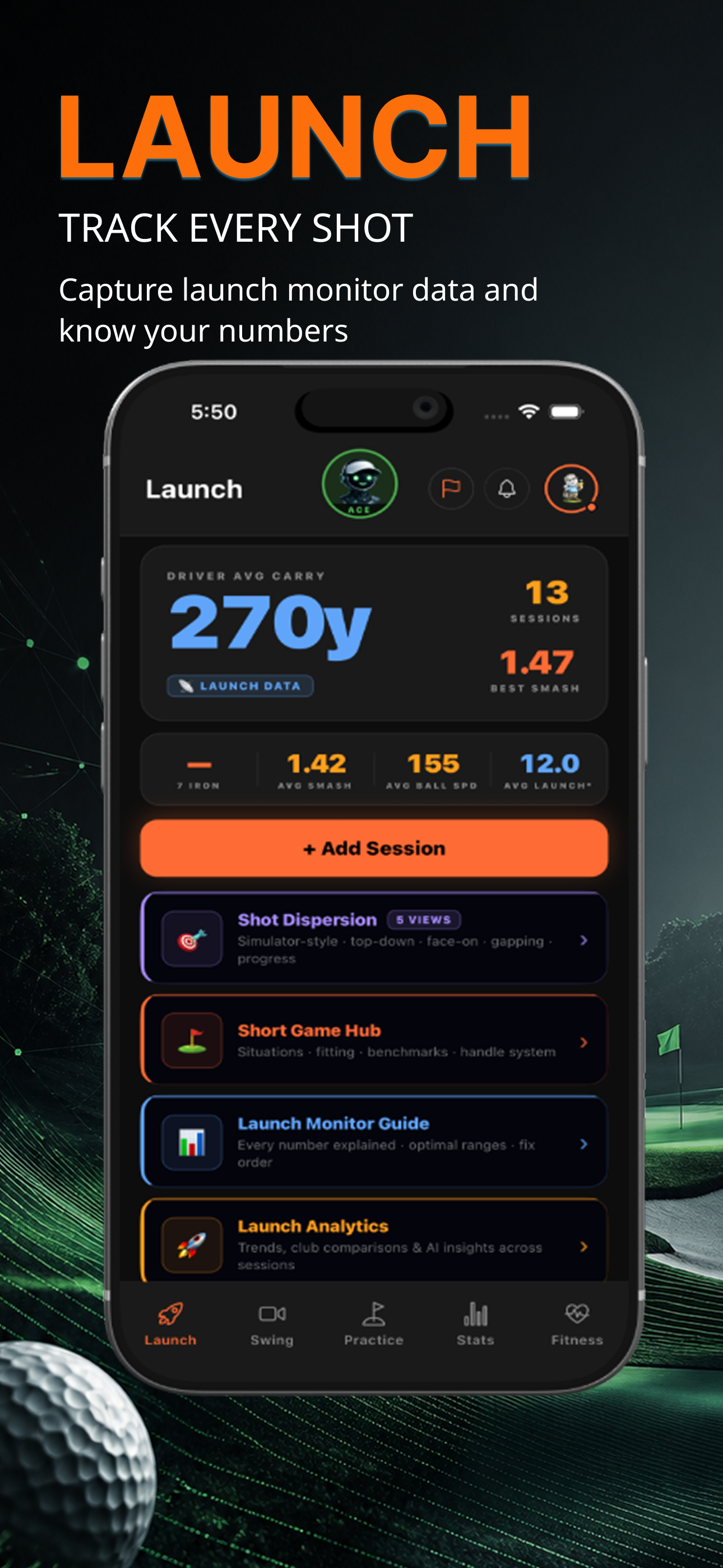 Launch Monitor Screen